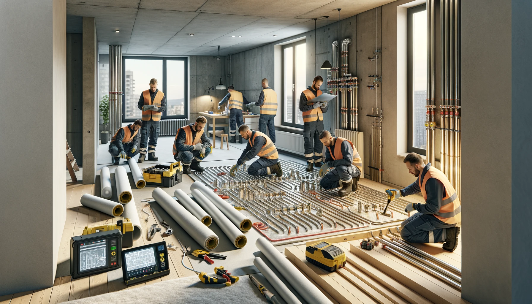 Instalación de aerotermia y suelo radiante