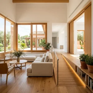 Vivienda con reforma de accesibilidad que cuenta con espacios diáfanos y rampa de acceso integrada