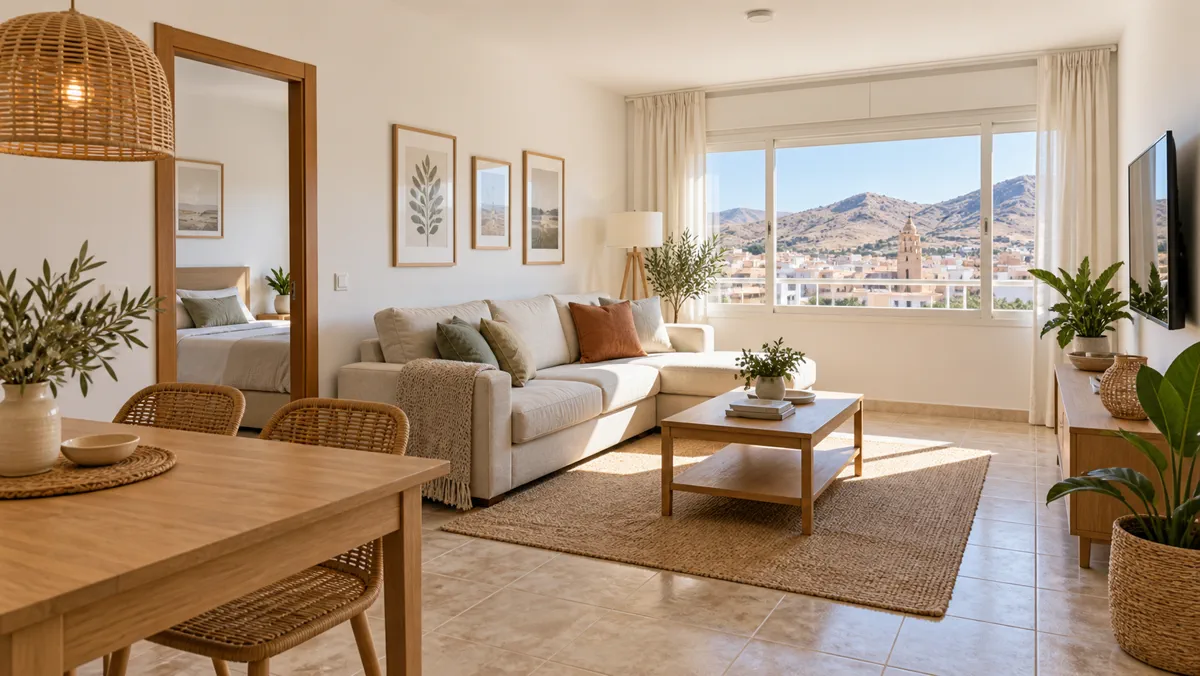 Salón renovado al reformar una vivienda en La Unión
